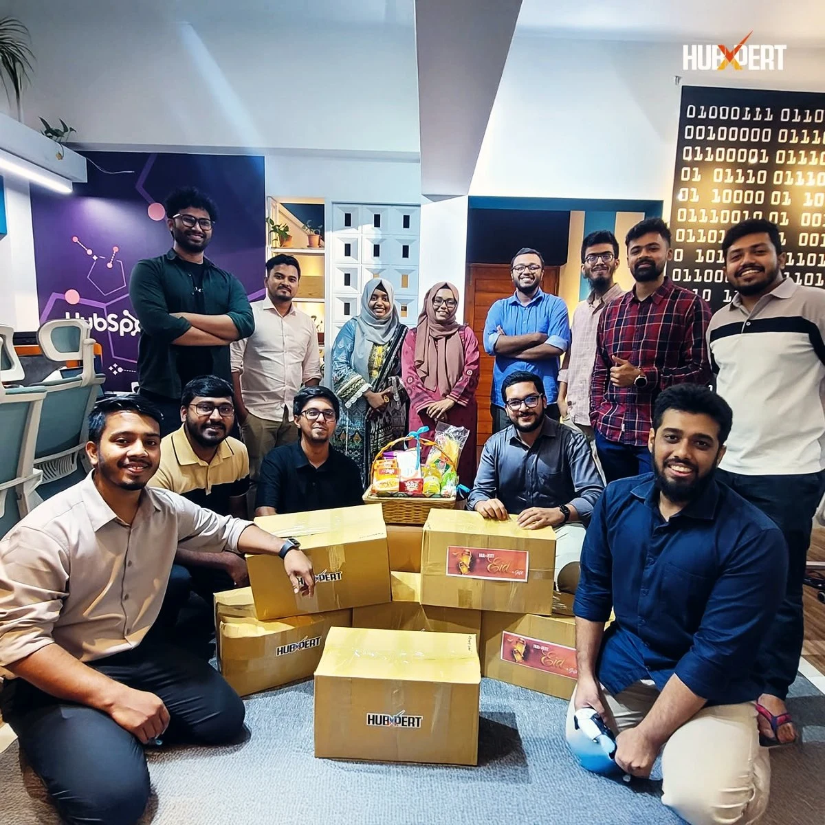 Ratul Rahman with the HubXpert team at the company office